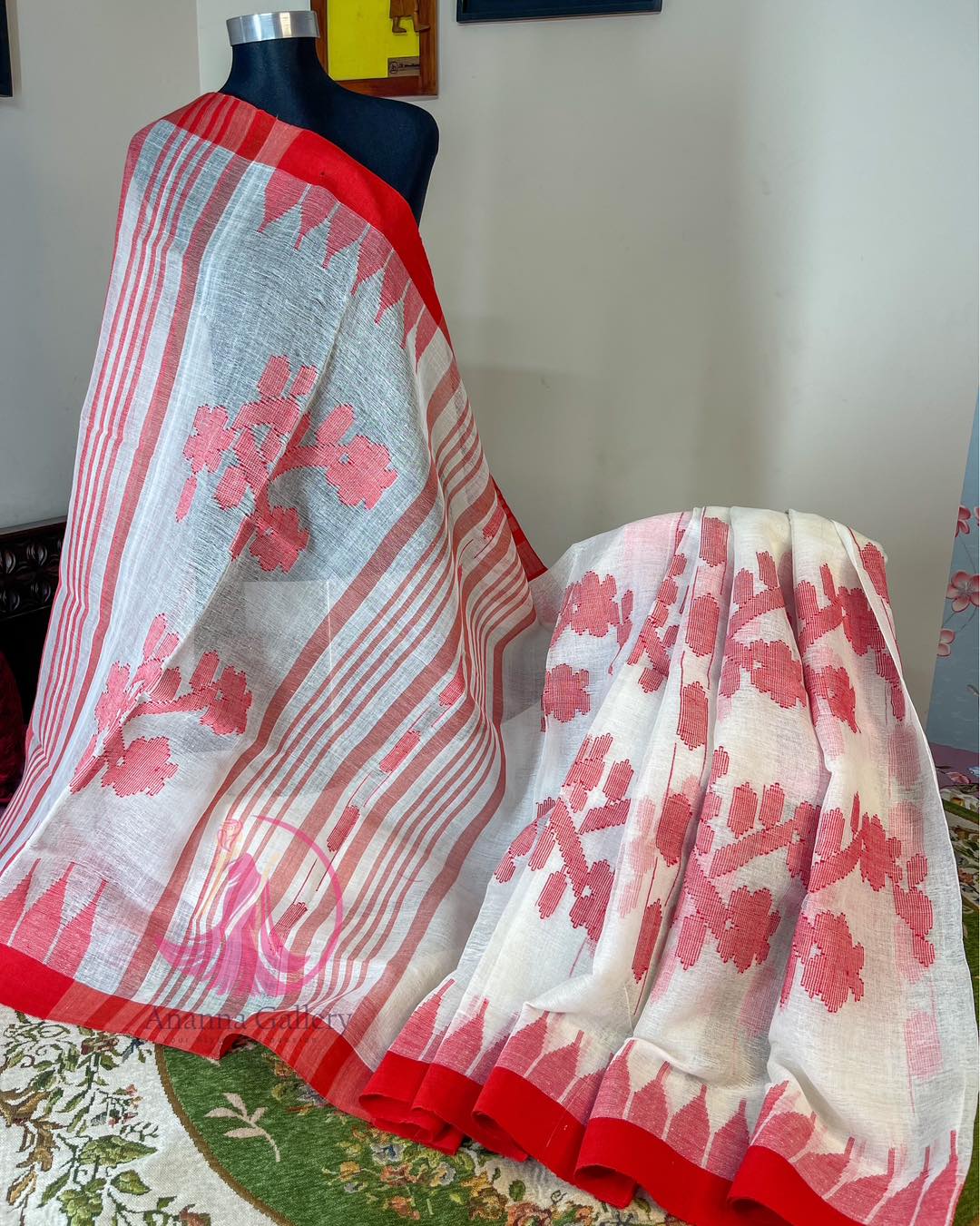 Red Mirage Monipuri Saree - Image 4